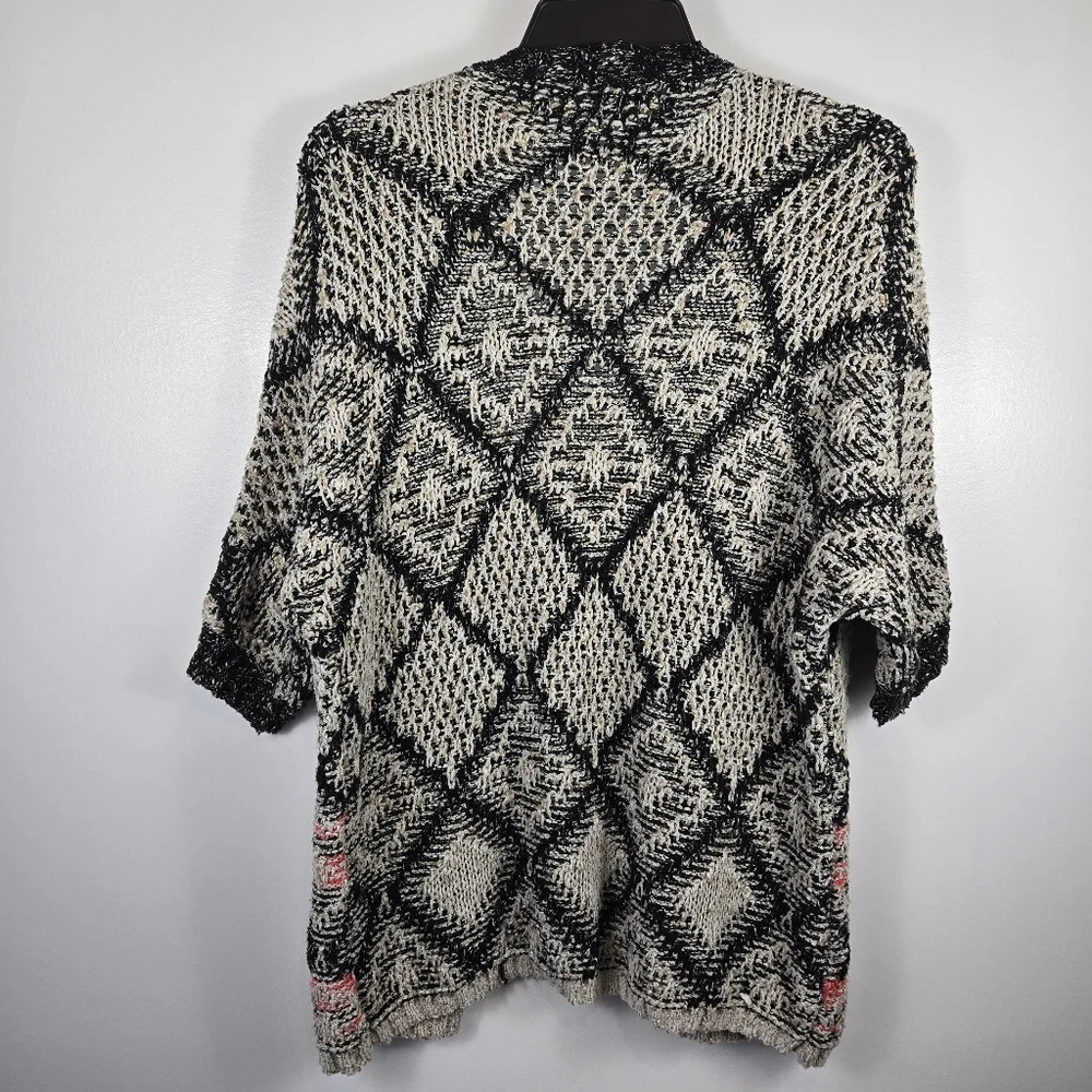 Bluetique Southwestern Abstract Chunky Knit Open Front Cardigan Sweater Size XL
